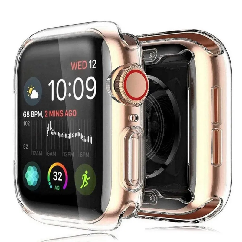 Clear TPU protective cover for Apple Watch 40mm, anti-scratch and shockproofكفر حماية شفاف TPU لساعة Apple Watch 40 مم ضد الصدمات والخدوش