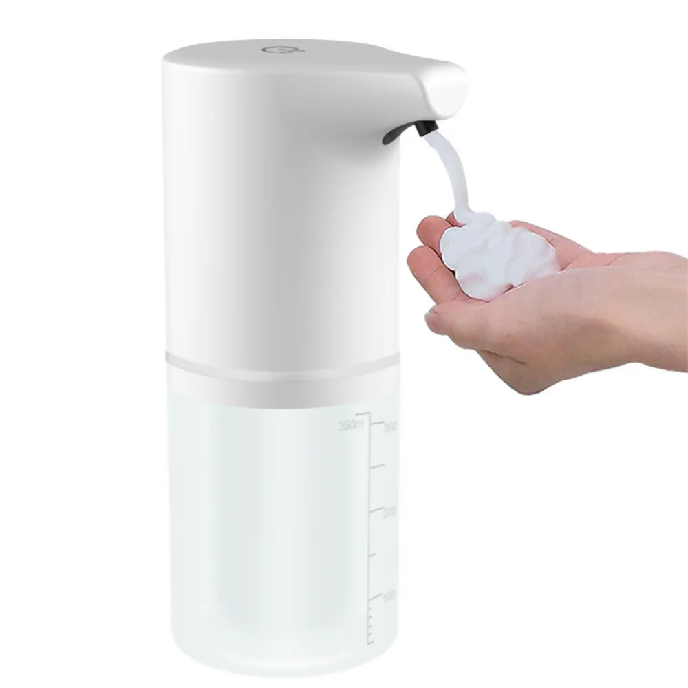 White Safari Smart Foam Soap Dispenser with 350ml tank and motion sensorمضخة صابون أوتوماتيكية باللون الأبيض من سفاري بسعة 350 مل مع مستشعر حركة
