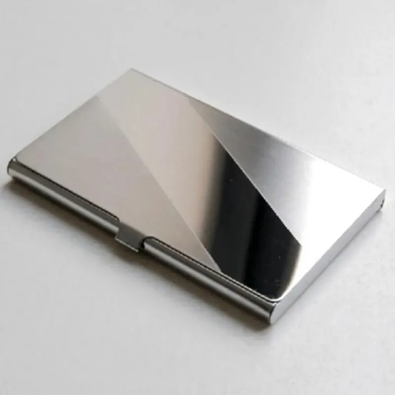 Stainless Steel Business Card Holder – Slim and Elegant with Mirrorحامل بطاقات العمل ستانلس ستيل – تصميم أنيق وعملي مع مرآة
