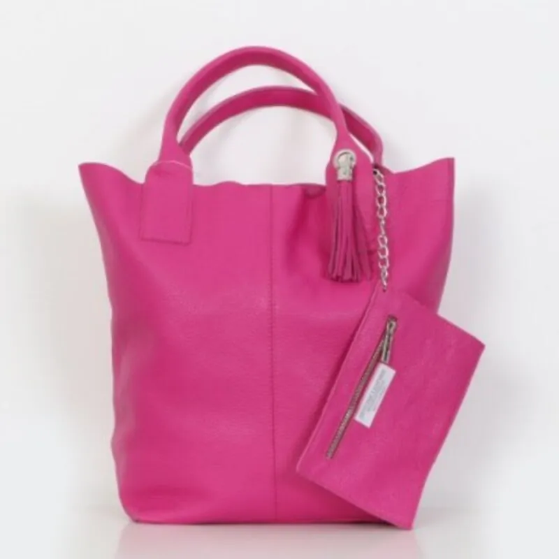 Diva Cristina Fuchsia Bag | Elegant Italian Leather Handbag for Womenشنطة ديفا كرستينا فوشيا | حقيبة جلد إيطالي أنيقة للنساء
