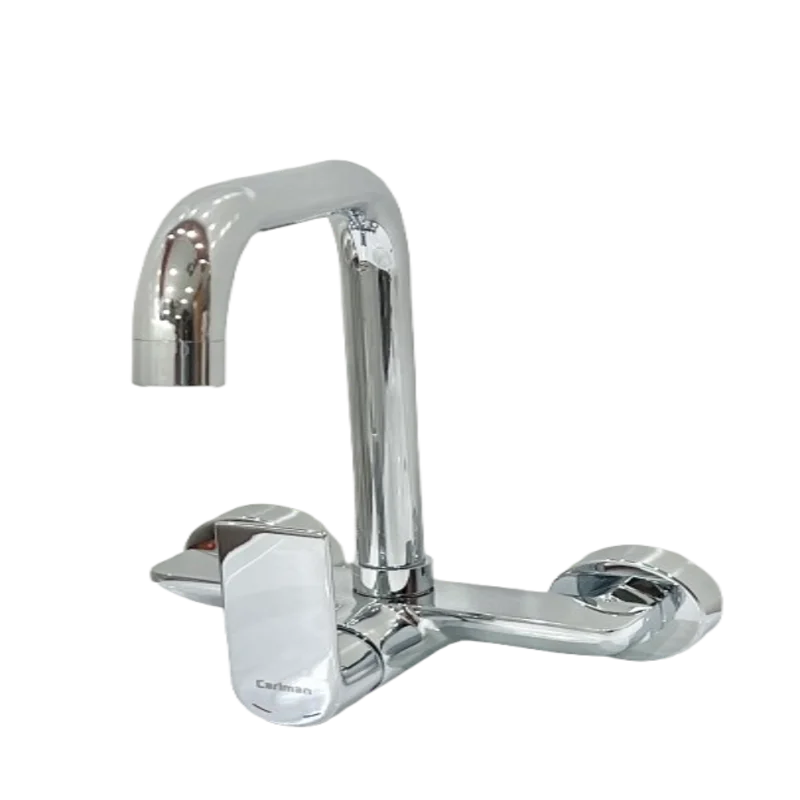Carlmann German wall faucet with modern elegant design for kitchen and bathroom, chrome finishخلاط حائط كارلمان الألماني بتصميم عصري وأنيق للمطبخ والحمام، مطلي بالكروم
