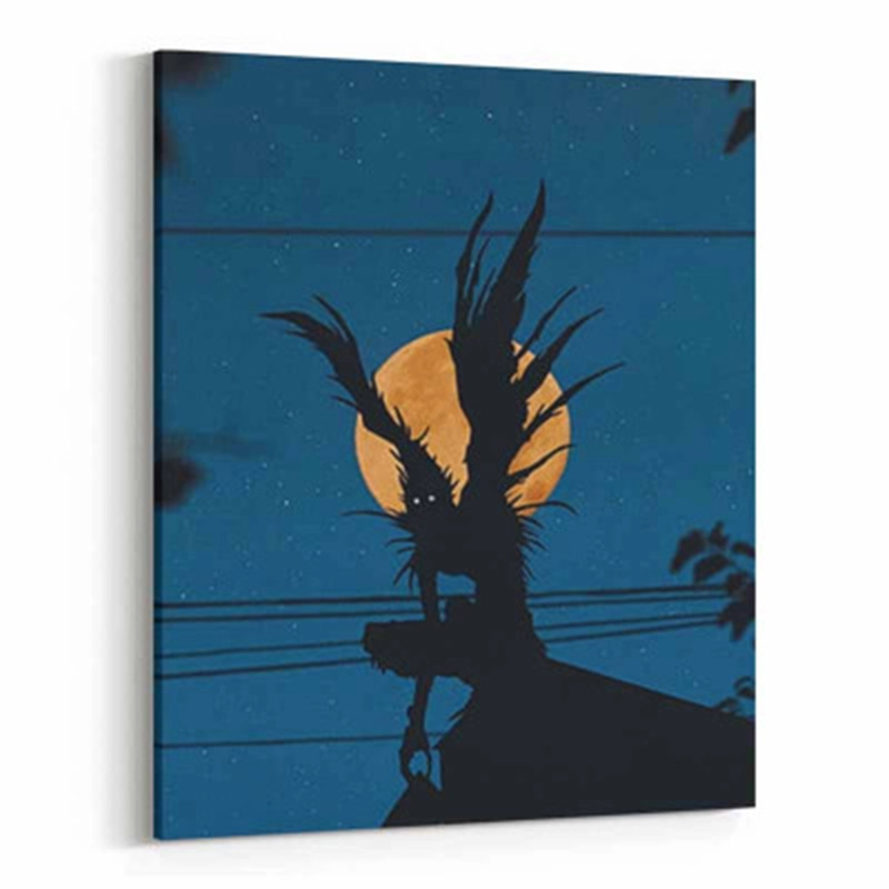 Ryuk Death Note Canvas Wall Art with Elegant Wooden Frameلوحة كانفاس ريوك أنمي مذكرة الموت – تصميم فني رائع على خامة عالية الجودة