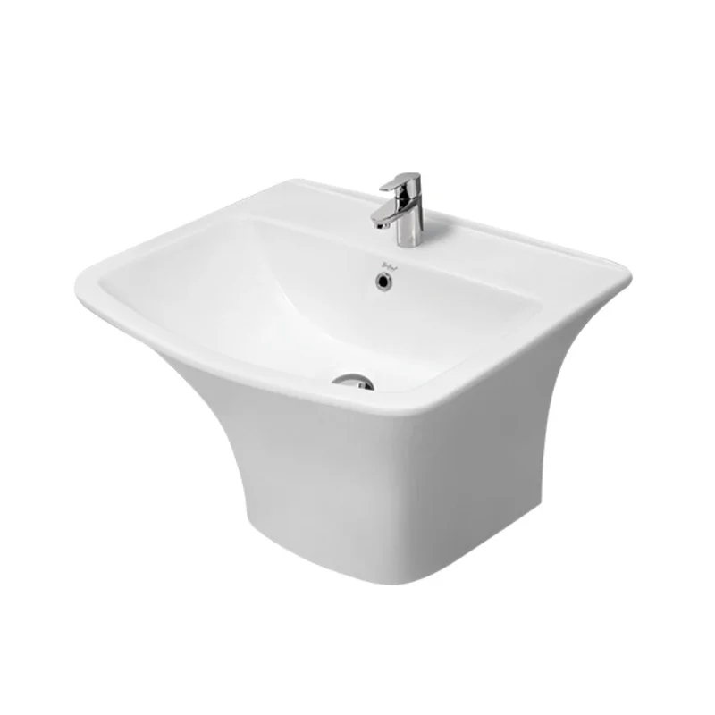Porsalina Stylo wall-mounted ceramic washbasin – white elegant designمغسلة تعليق جداري ستيلو من بورسالينا | تصميم أنيق وخزف عالي الجودة