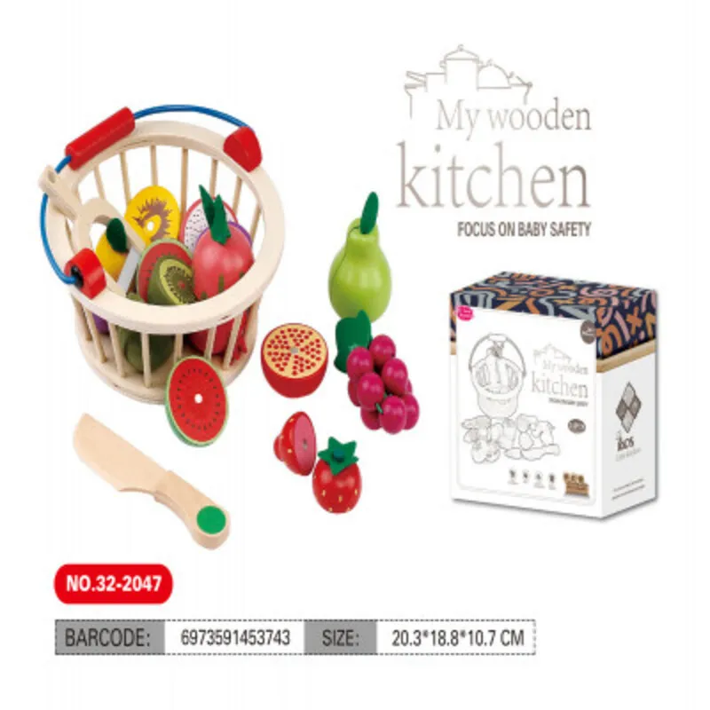 Basma Wooden Fruits & Vegetables Toy Set for Kids – Safe Educational Wooden Gameطقم فواكه وخضار خشب للأطفال من بسمة – لعبة تعليمية خشبية آمنة