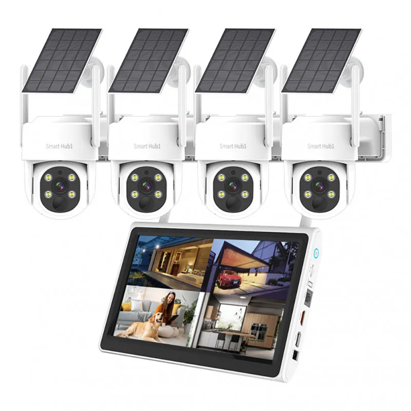Wireless Outdoor PTZ Security Camera System 2K with 10.1-Inch LCD Screen – Smart Hub1نظام كاميرات مراقبة متحركة خارجية لاسلكية بدقة 2K مع شاشة 10 بوصة – Smart Hub1