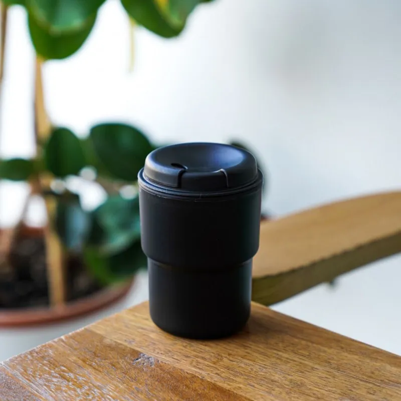 LINE black double wall thermal mug 350ml with leak-proof lidكوب دبل حراري LINE أسود بسعة 350 مل مع غطاء محكم مانع للتسرب
