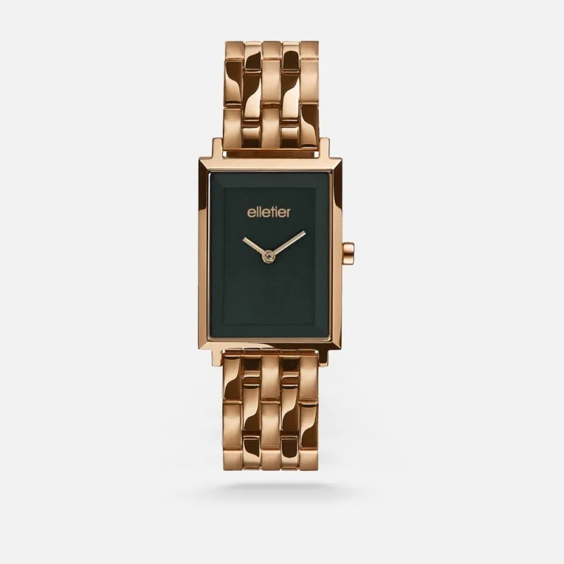 Erteer Women’s Rose Gold Watch | Elegant Square Black Dialساعة نسائية إيرتير ستيل روز ذهبي | تصميم أنيق عصري بميناء أسود